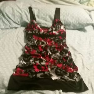 Black with rose accents cinch dress